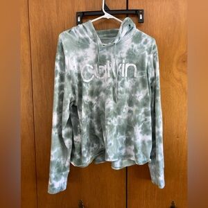 Calvin Klein Green Tie-Dye Hooded Top